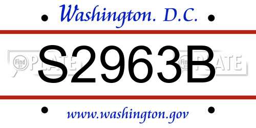 S2963B District Of Columbia License Plate