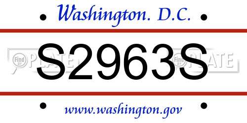 S2963S District Of Columbia License Plate