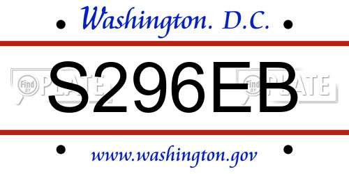 S296EB District Of Columbia License Plate