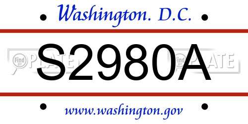 S2980A District Of Columbia License Plate