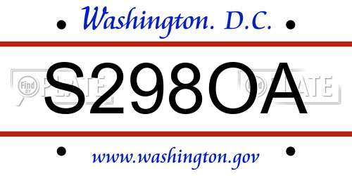 S298OA District Of Columbia License Plate