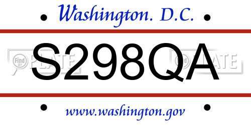 S298QA District Of Columbia License Plate