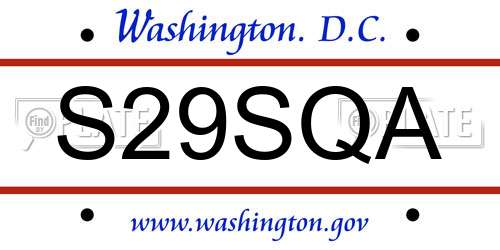 S29SQA District Of Columbia License Plate
