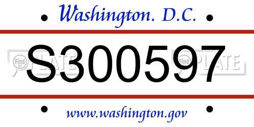 S300597 District Of Columbia License Plate