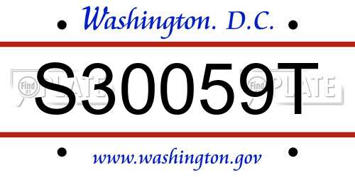 S30059T District Of Columbia License Plate
