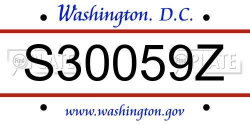 S30059Z District Of Columbia License Plate