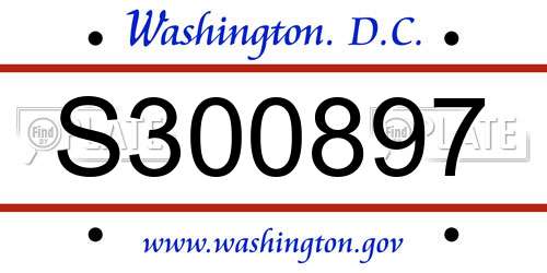 S300897 District Of Columbia License Plate
