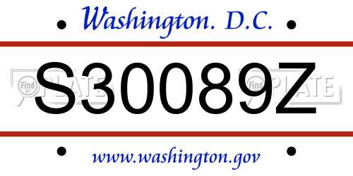 S30089Z District Of Columbia License Plate