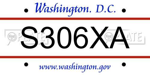 S306XA District Of Columbia License Plate