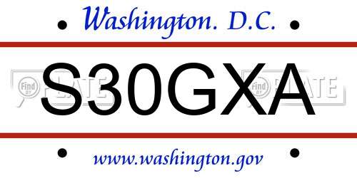 S30GXA District Of Columbia License Plate