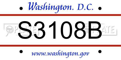 S3108B District Of Columbia License Plate