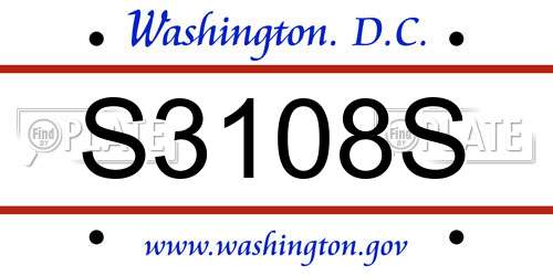 S3108S District Of Columbia License Plate