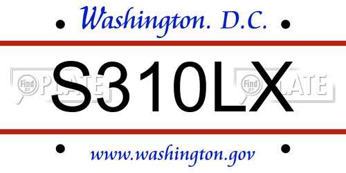 S310LX District Of Columbia License Plate