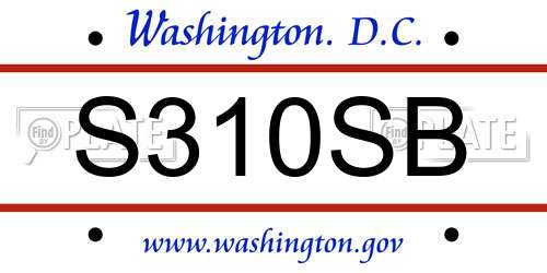 S310SB District Of Columbia License Plate