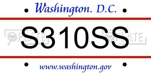 S310SS District Of Columbia License Plate