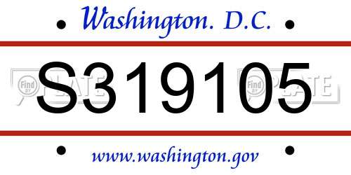 S319105 District Of Columbia License Plate