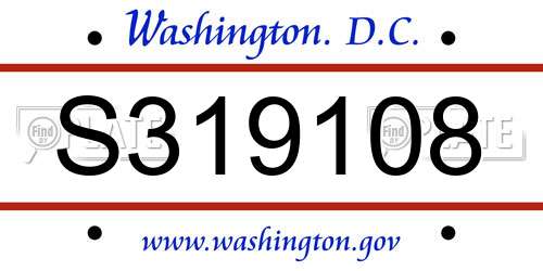 S319108 District Of Columbia License Plate