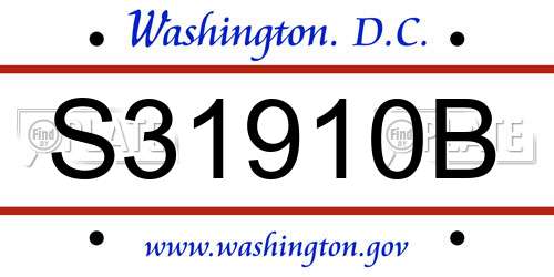 S31910B District Of Columbia License Plate