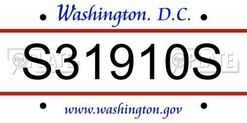 S31910S District Of Columbia License Plate