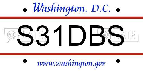 S31DBS District Of Columbia License Plate