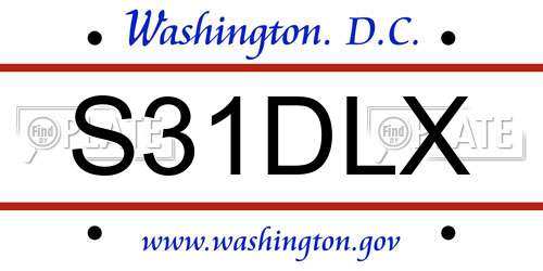 S31DLX District Of Columbia License Plate