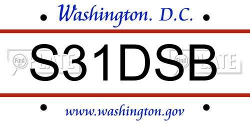 S31DSB District Of Columbia License Plate