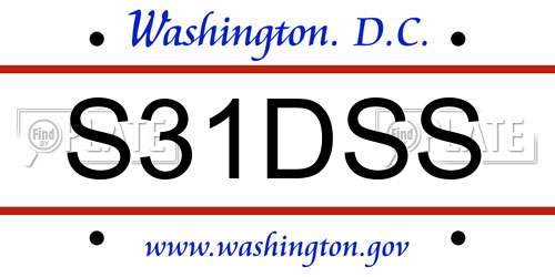 S31DSS District Of Columbia License Plate