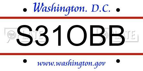 S31OBB District Of Columbia License Plate