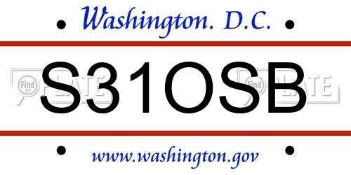 S31OSB District Of Columbia License Plate