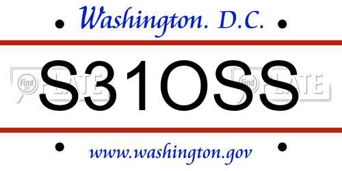 S31OSS District Of Columbia License Plate