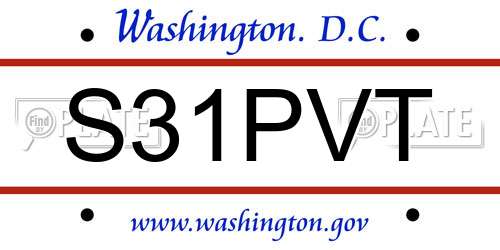 S31PVT District Of Columbia License Plate