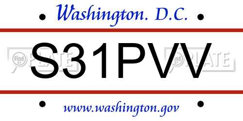 S31PVV District Of Columbia License Plate
