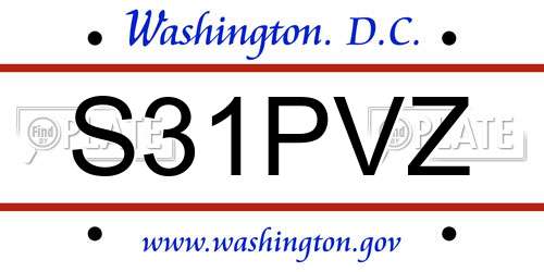 S31PVZ District Of Columbia License Plate