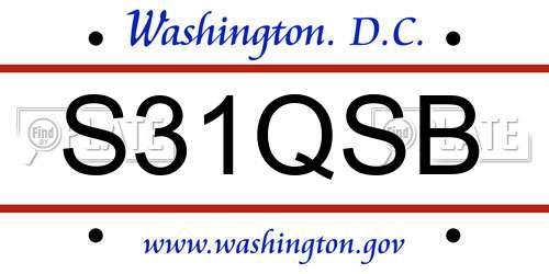 S31QSB District Of Columbia License Plate