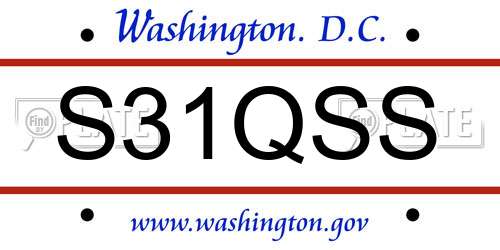 S31QSS District Of Columbia License Plate