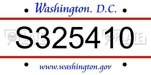 S325410 District Of Columbia License Plate