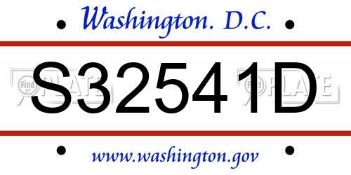 S32541D District Of Columbia License Plate