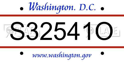 S32541O District Of Columbia License Plate
