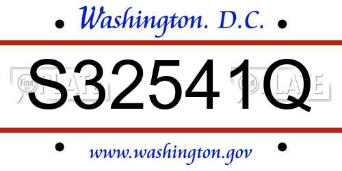 S32541Q District Of Columbia License Plate