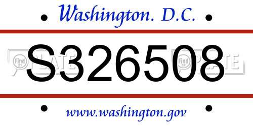 S326508 District Of Columbia License Plate