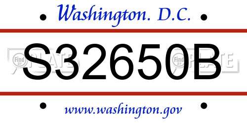 S32650B District Of Columbia License Plate