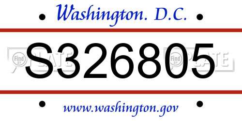 S326805 District Of Columbia License Plate