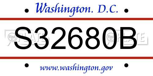 S32680B District Of Columbia License Plate