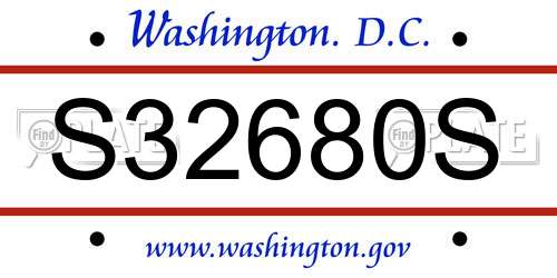S32680S District Of Columbia License Plate