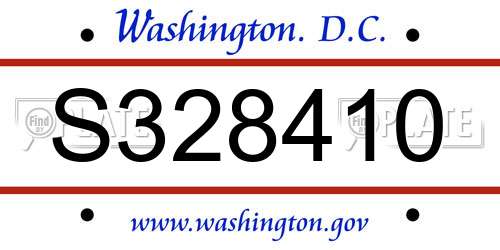 S328410 District Of Columbia License Plate