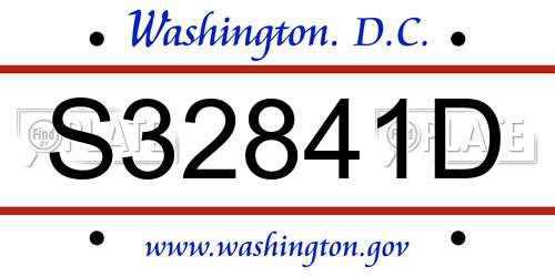 S32841D District Of Columbia License Plate