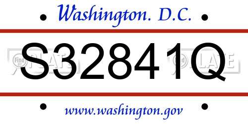 S32841Q District Of Columbia License Plate
