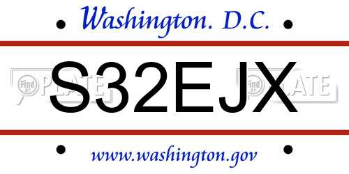 S32EJX District Of Columbia License Plate