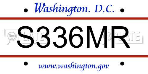 S336MR District Of Columbia License Plate