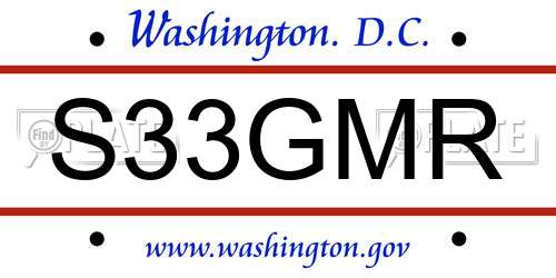 S33GMR District Of Columbia License Plate